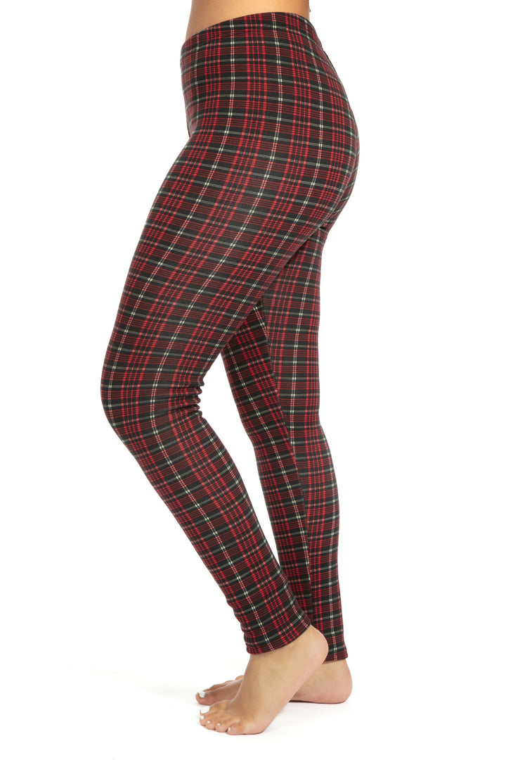 Reddish Plaid - Cozy Lined Leggings