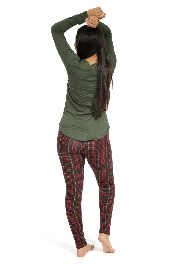 Reddish Plaid - Cozy Lined Leggings