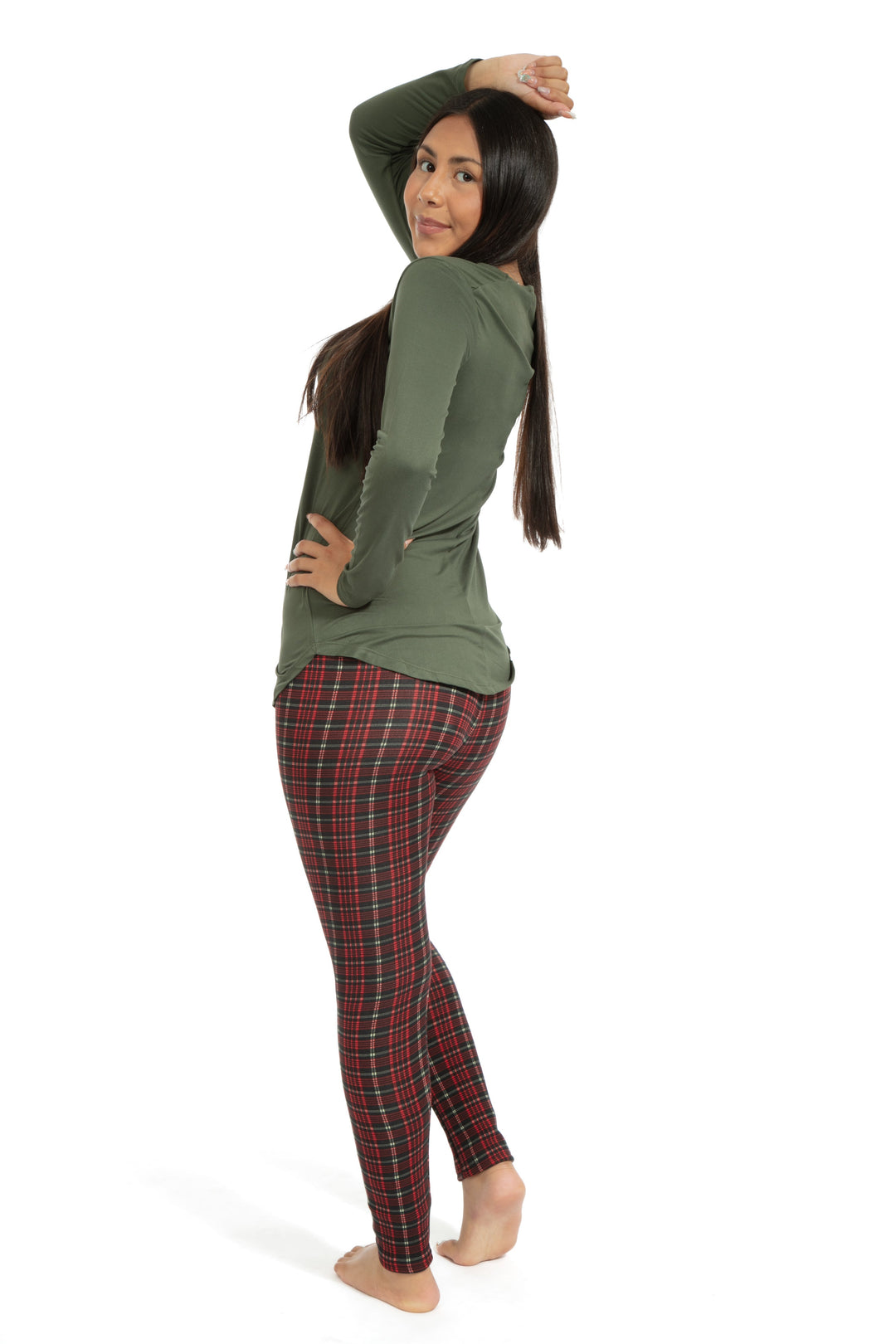 Reddish Plaid - Cozy Lined Leggings
