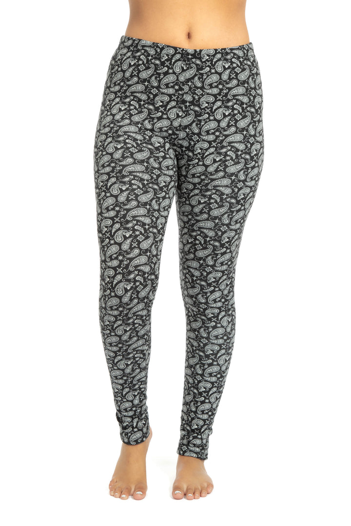 B&W Paisley - Cozy Lined Leggings