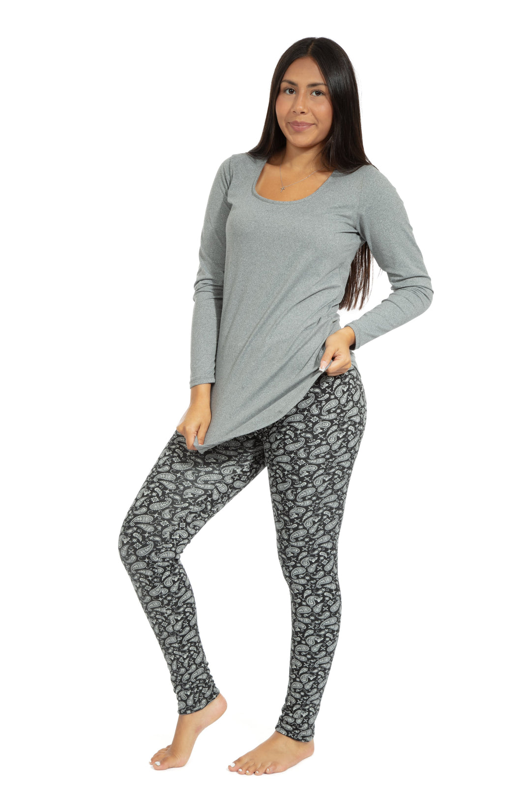 B&W Paisley - Cozy Lined Leggings