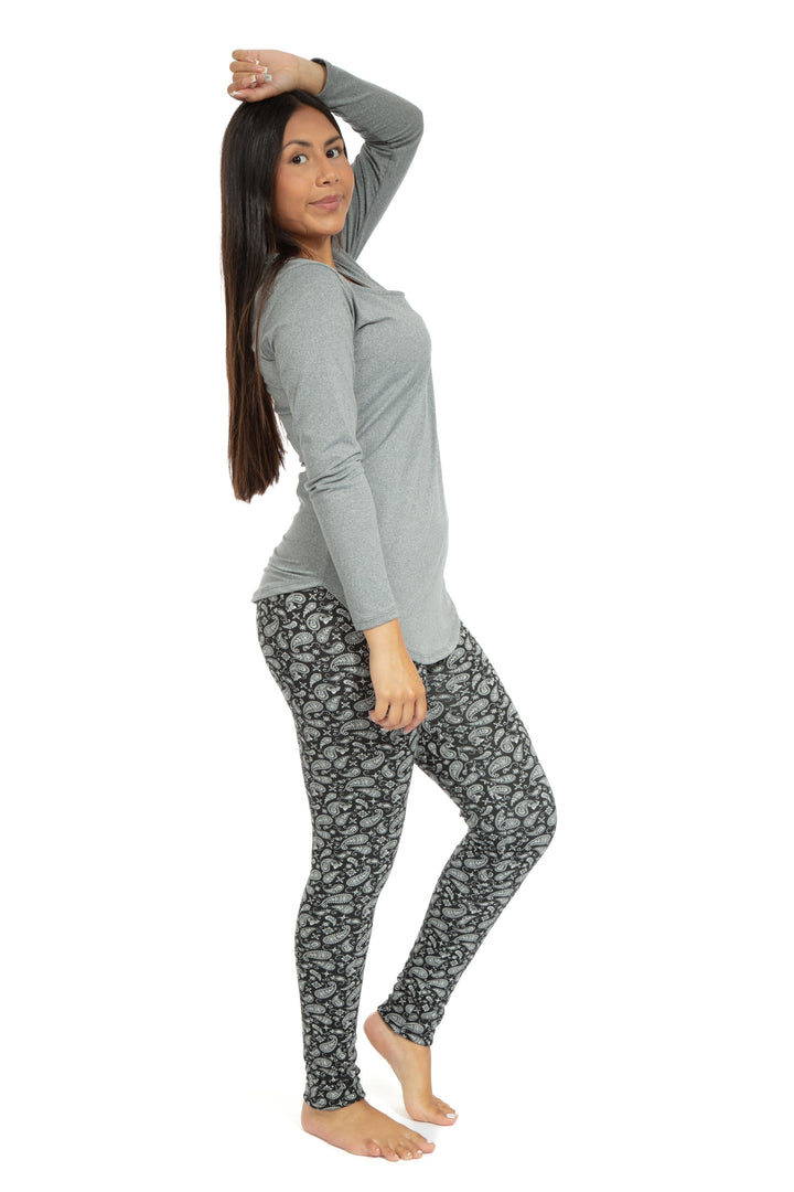 B&W Paisley - Cozy Lined Leggings