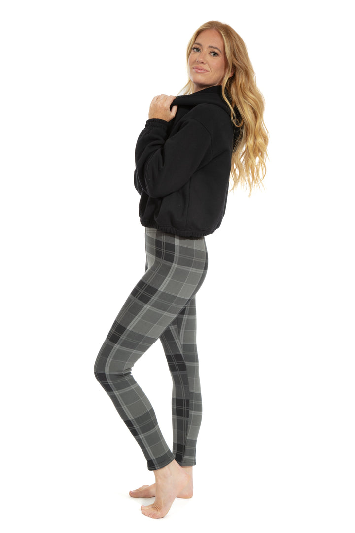 Greyish Plaid - Cozy Lined Leggings