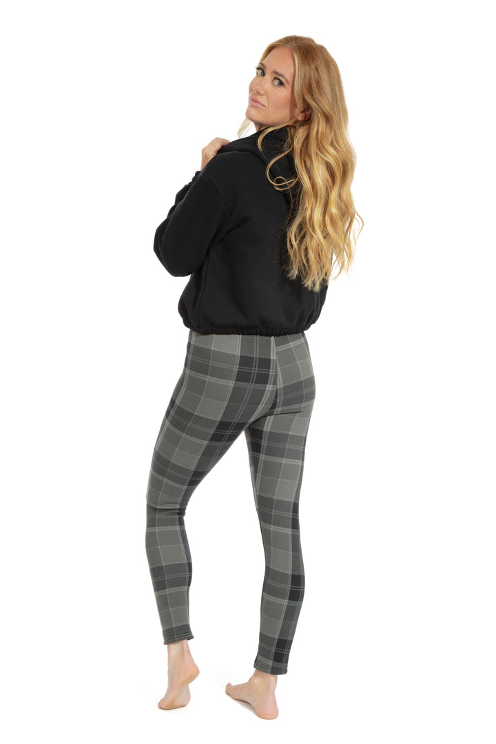 Greyish Plaid - Cozy Lined Leggings