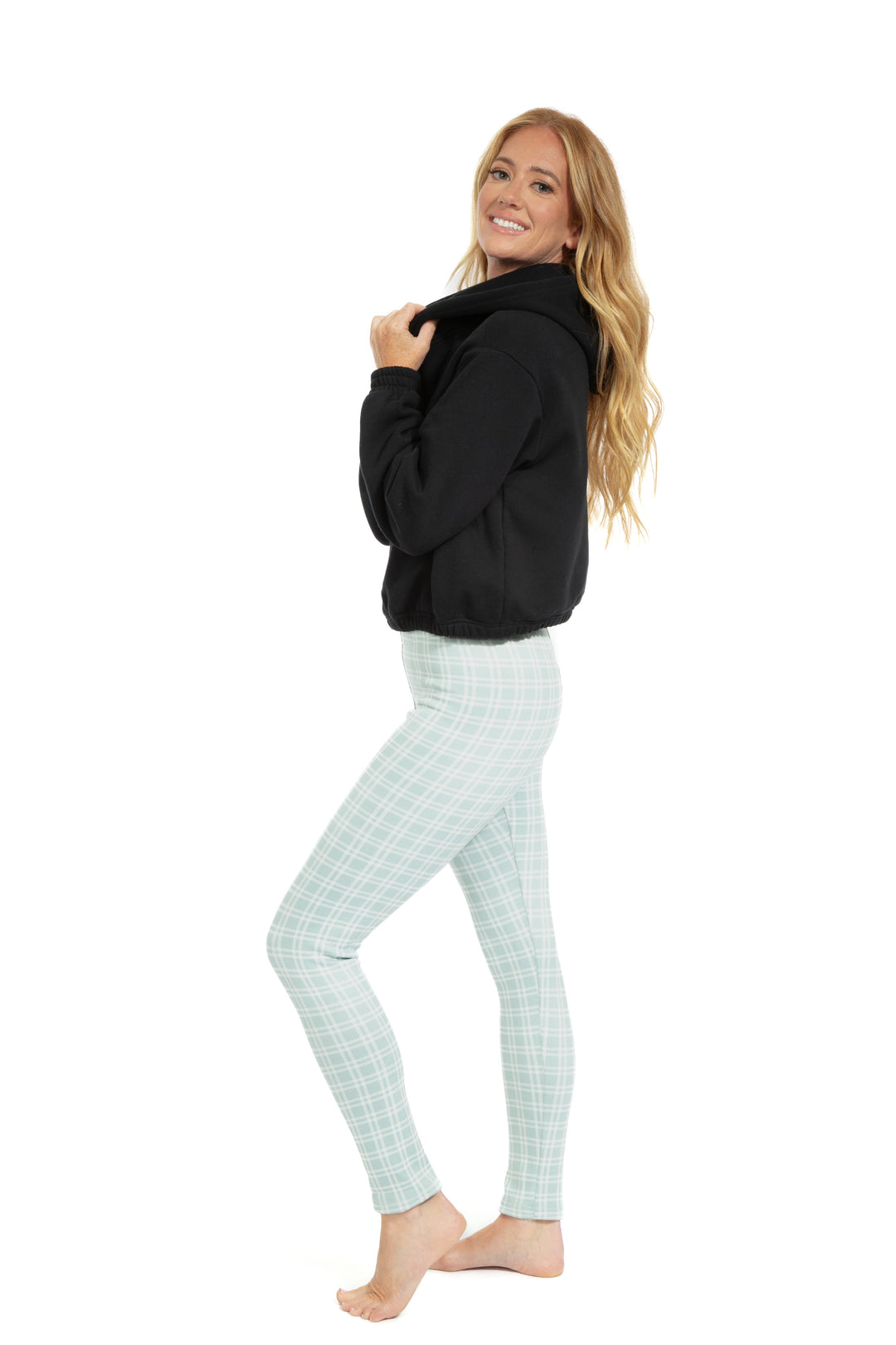 Aqua Plaid - Cozy Lined Leggings
