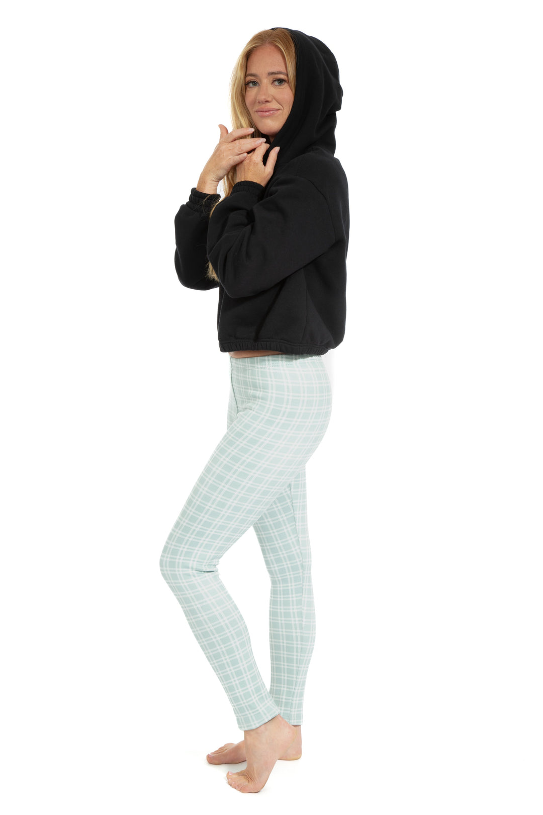Aqua Plaid - Cozy Lined Leggings