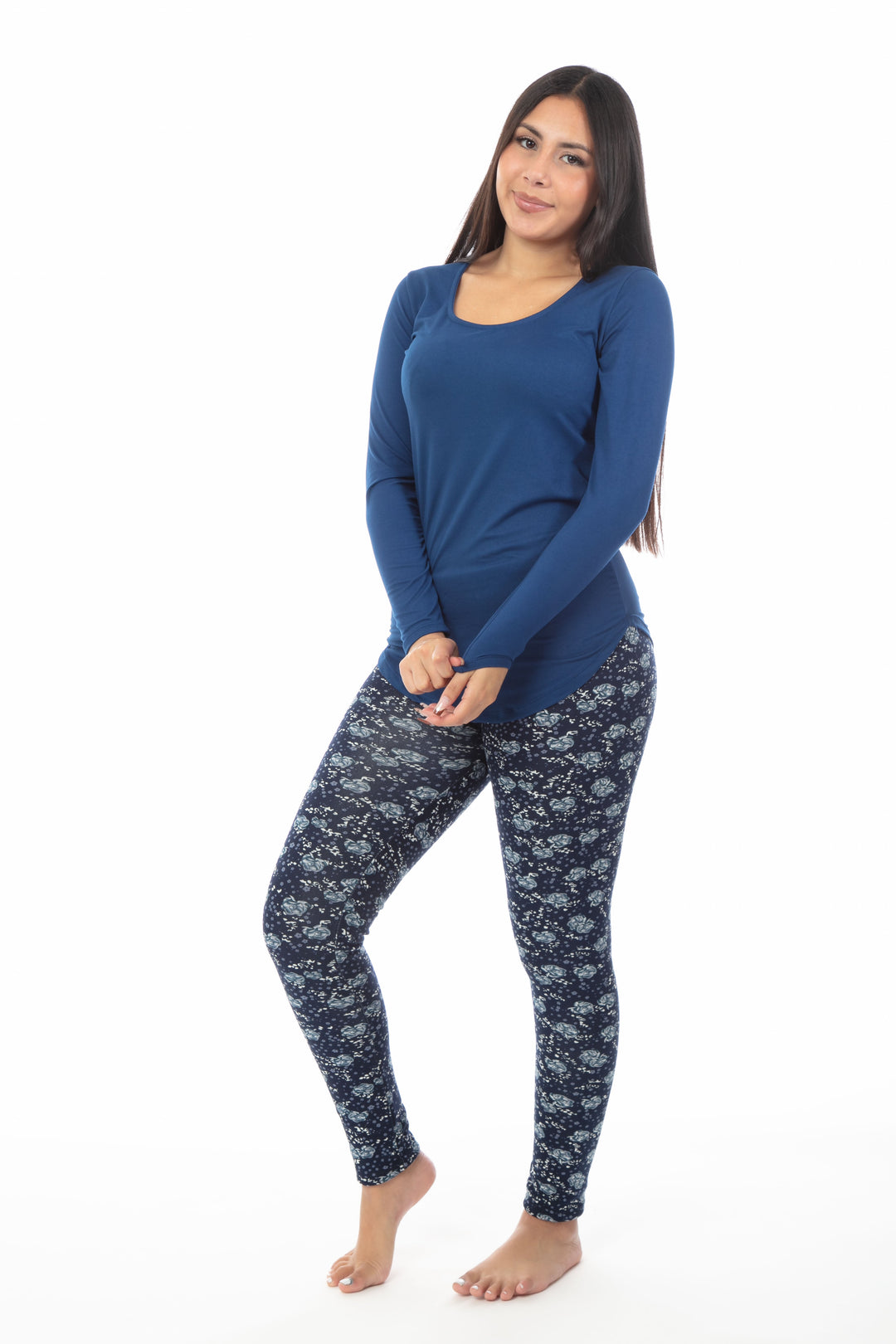 Blue Rose - Cozy Lined Leggings