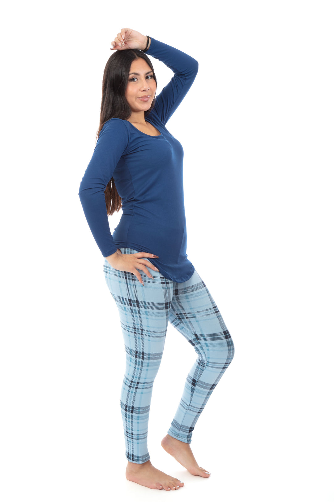 Blue Squares - Cozy Lined Leggings