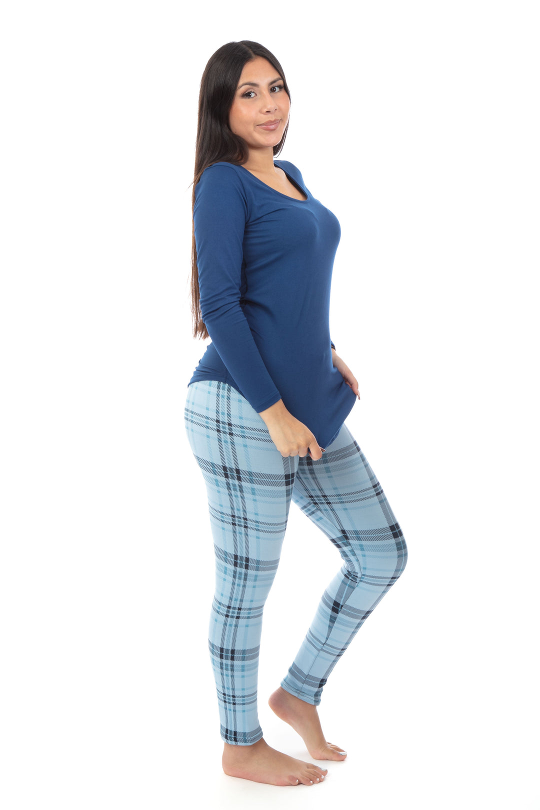 Blue Squares - Cozy Lined Leggings