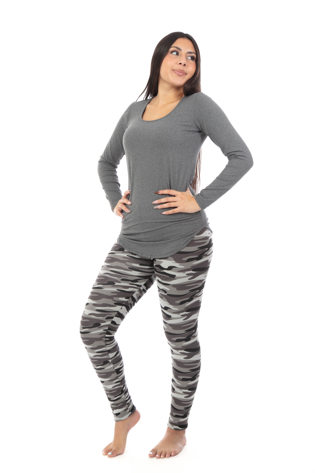 Grayish Camouflage - Cozy Lined Leggings