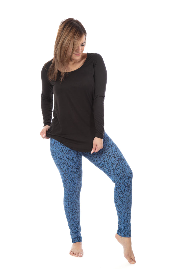 Jade Blue Leopard - Cozy Lined Leggings