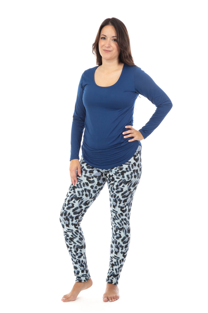 Blue Leopard - Cozy Lined Leggings