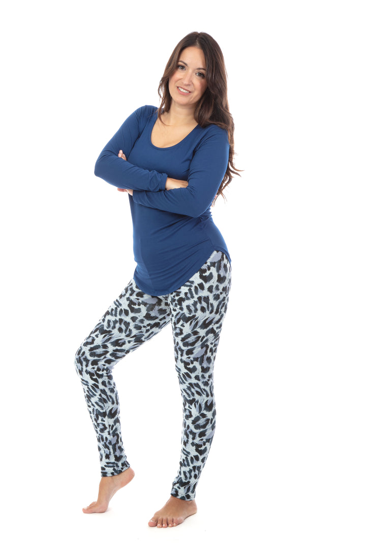 Blue Leopard - Cozy Lined Leggings
