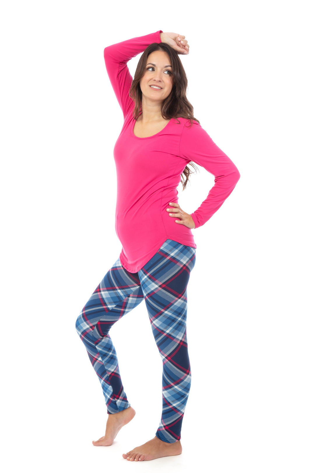 Blue & Fuchsia Squares - Cozy Lined Leggings