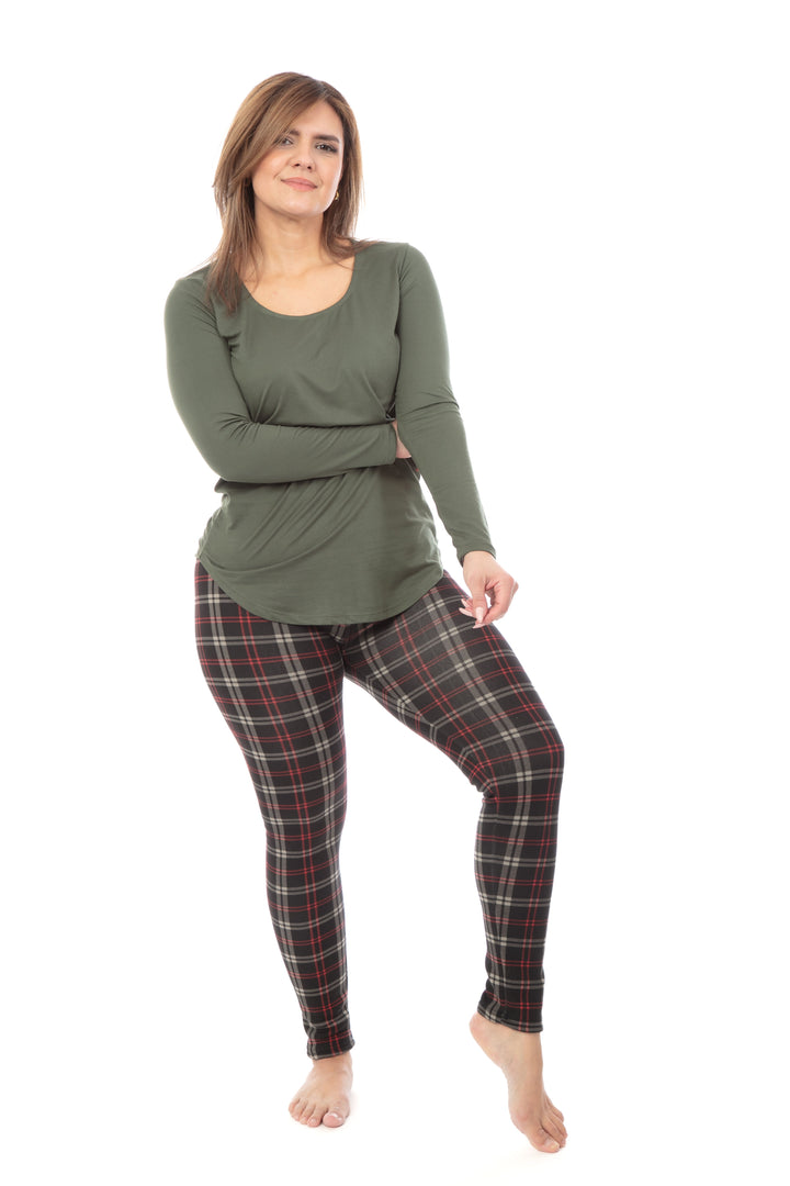 Scottish Red Lines - Cozy Lined Leggings