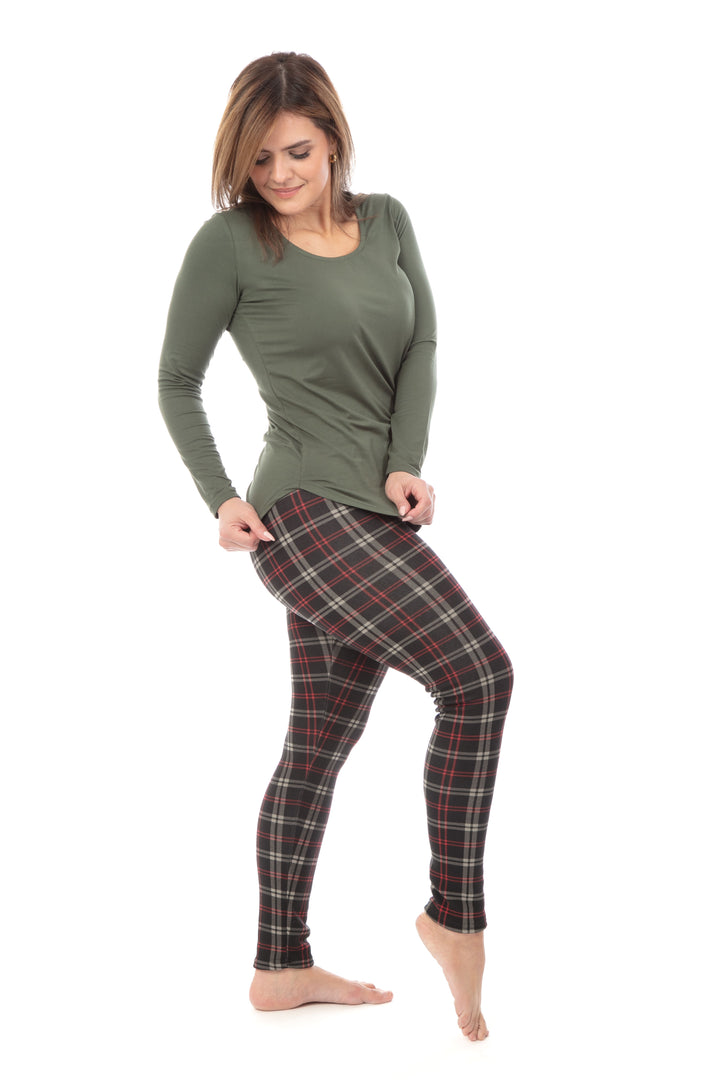 Scottish Red Lines - Cozy Lined Leggings