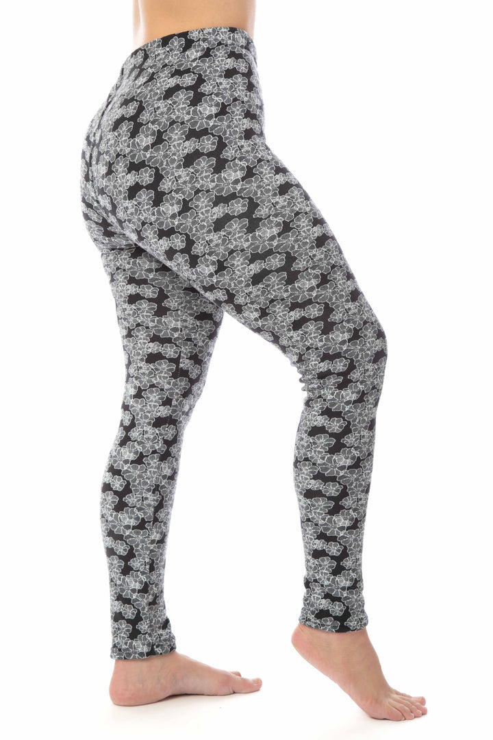 B&W Daisy - Cozy Lined Leggings