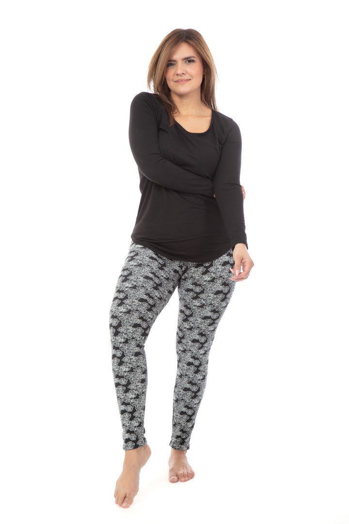 B&W Daisy - Cozy Lined Leggings