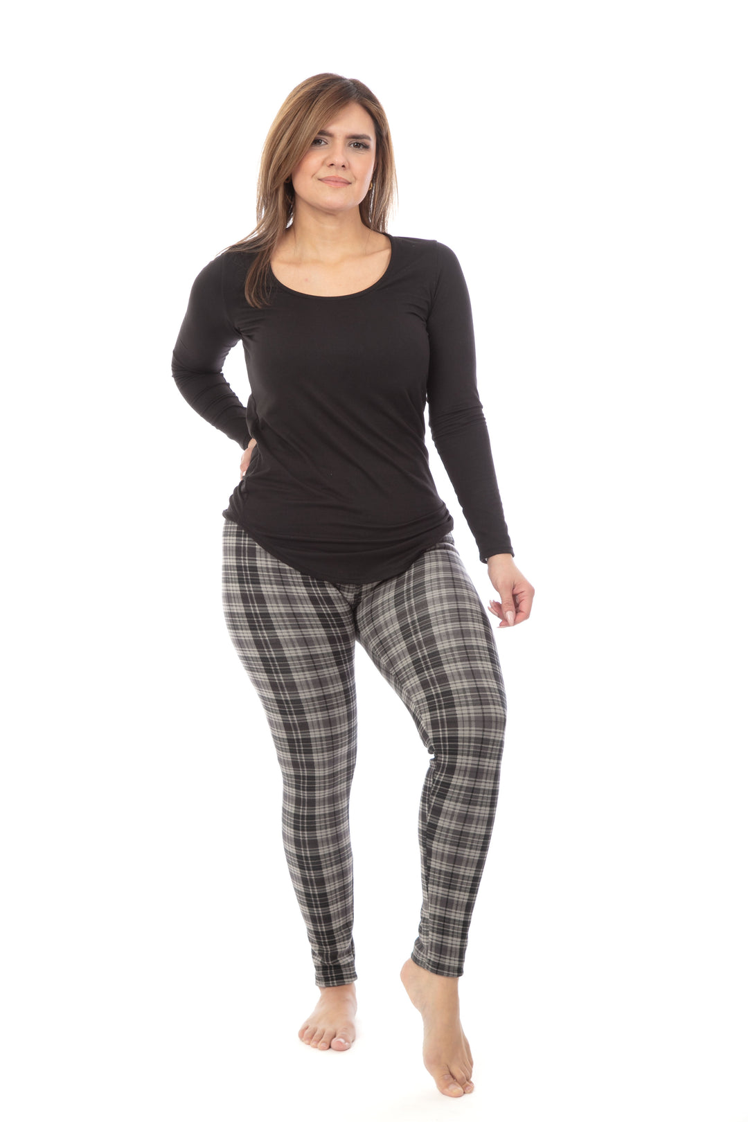 Grey Checkers - Cozy Lined Leggings