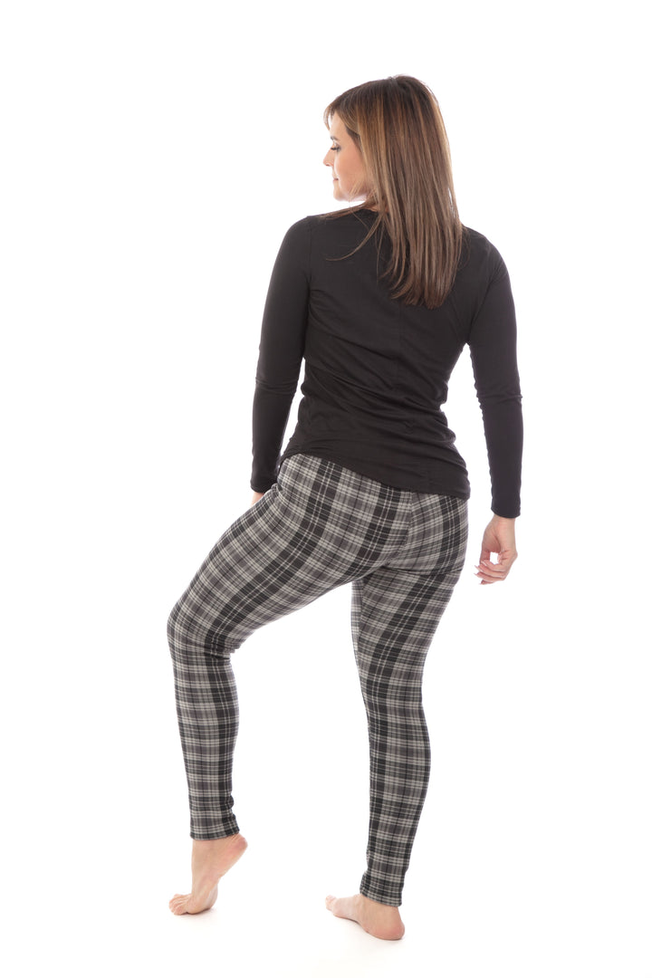 Grey Checkers - Cozy Lined Leggings