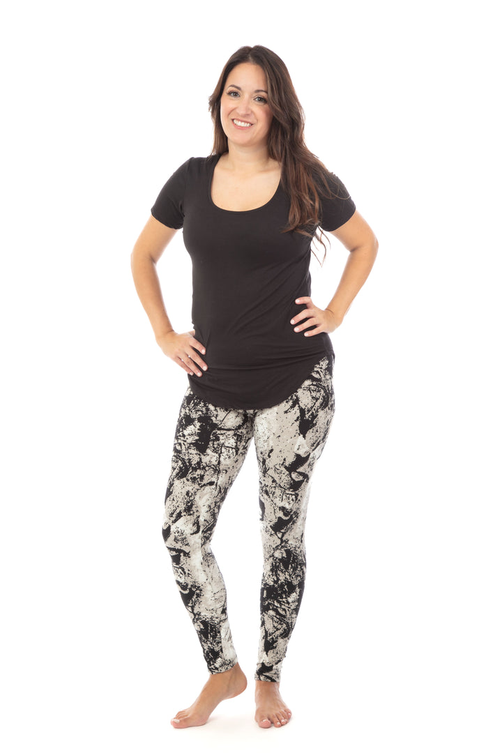 B&W Marble - Cozy Lined Leggings