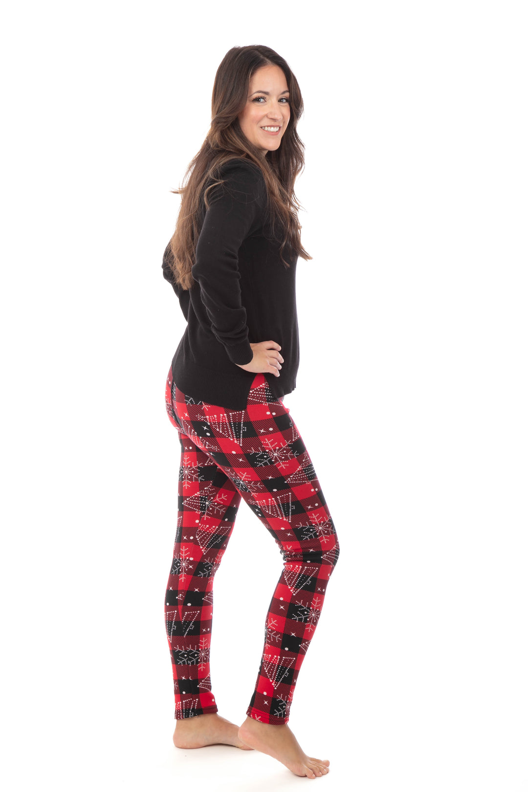 Xmas Tree Plaid - Cozy Lined Leggings
