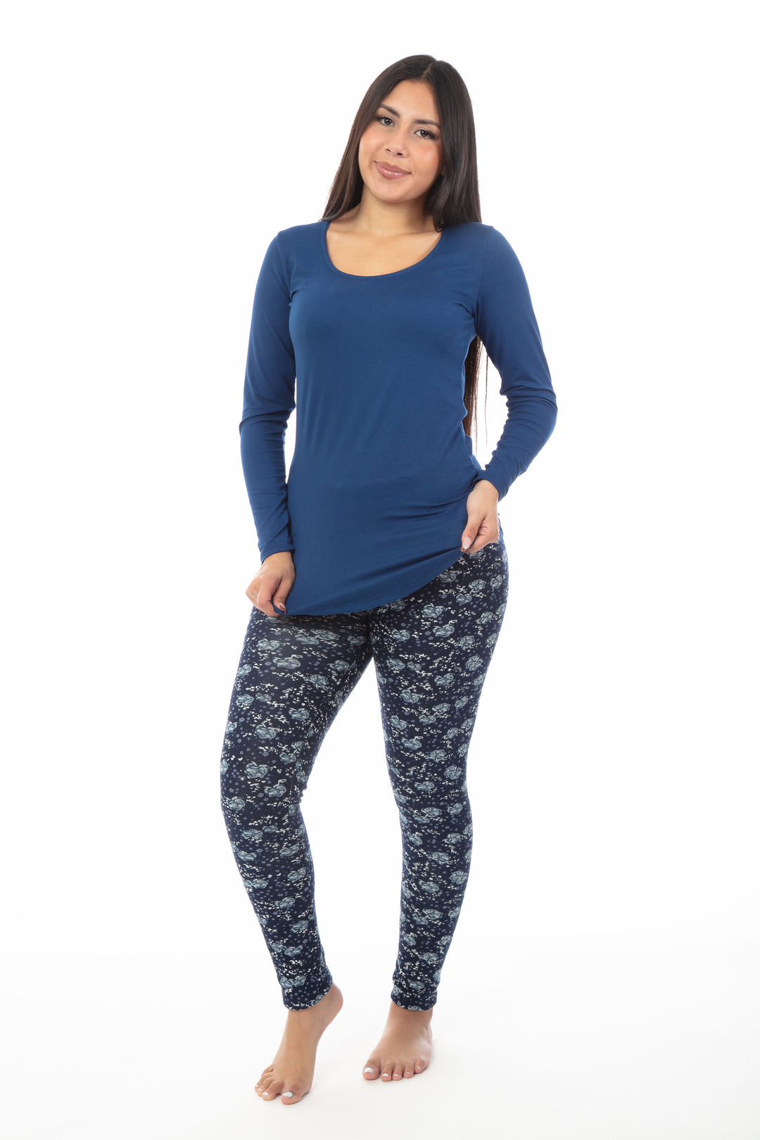 Blue Rose - Cozy Lined Leggings
