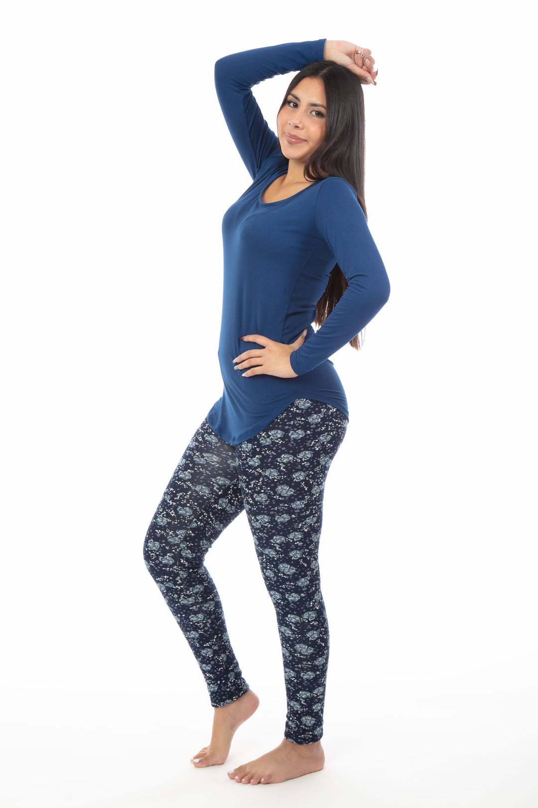 Blue Rose - Cozy Lined Leggings