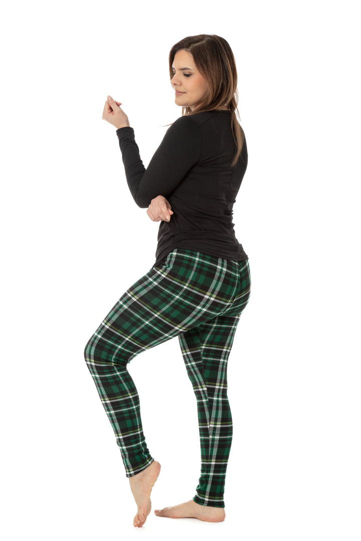 Green Tartan - Cozy Lined Leggings