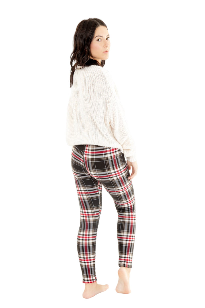 Black Plaid - Cozy Lined Leggings