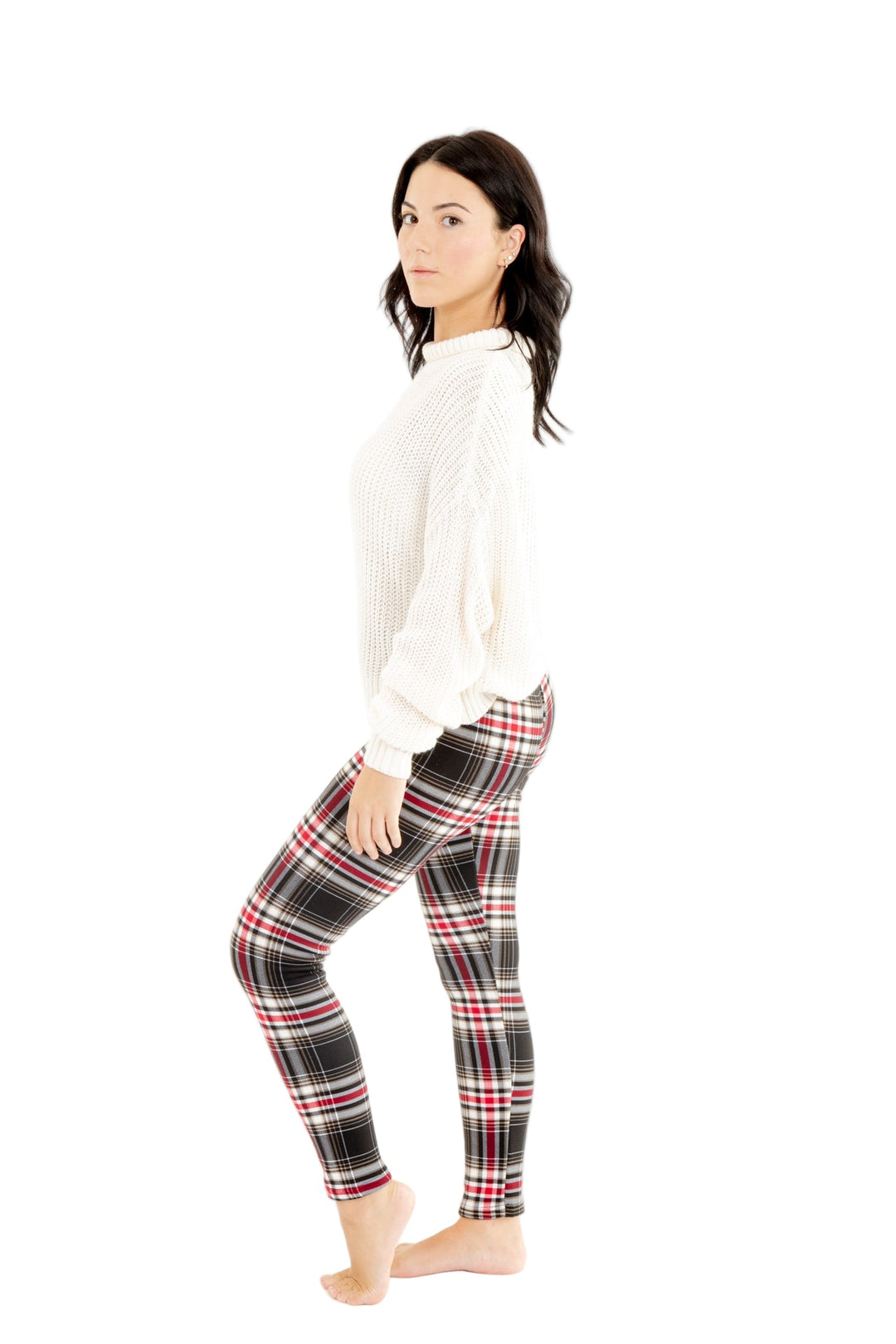 Black Plaid - Cozy Lined Leggings