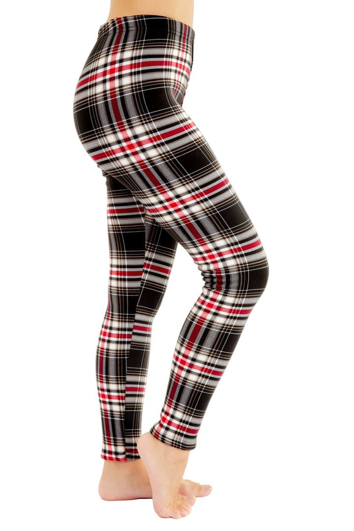 Black Plaid - Cozy Lined Leggings