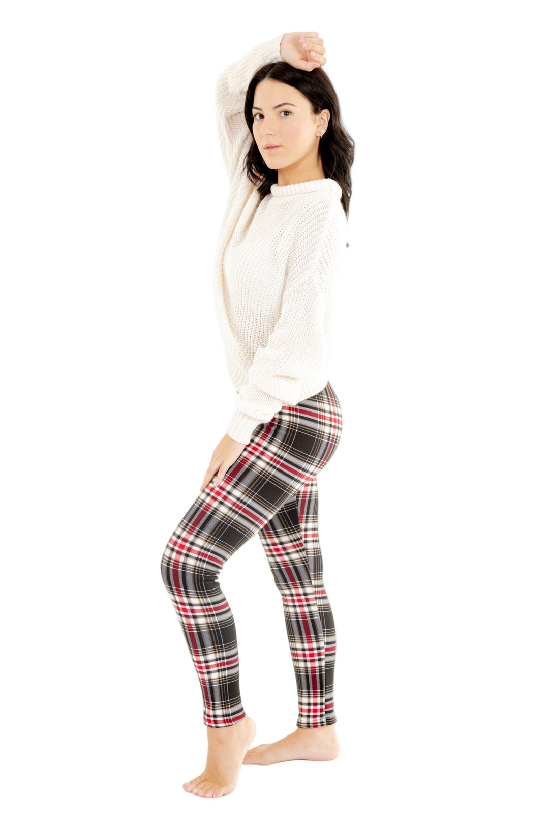 Black Plaid - Cozy Lined Leggings