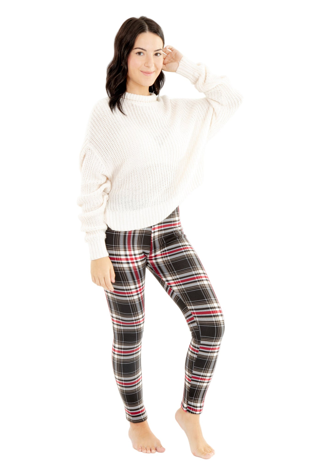 Black Plaid - Cozy Lined Leggings