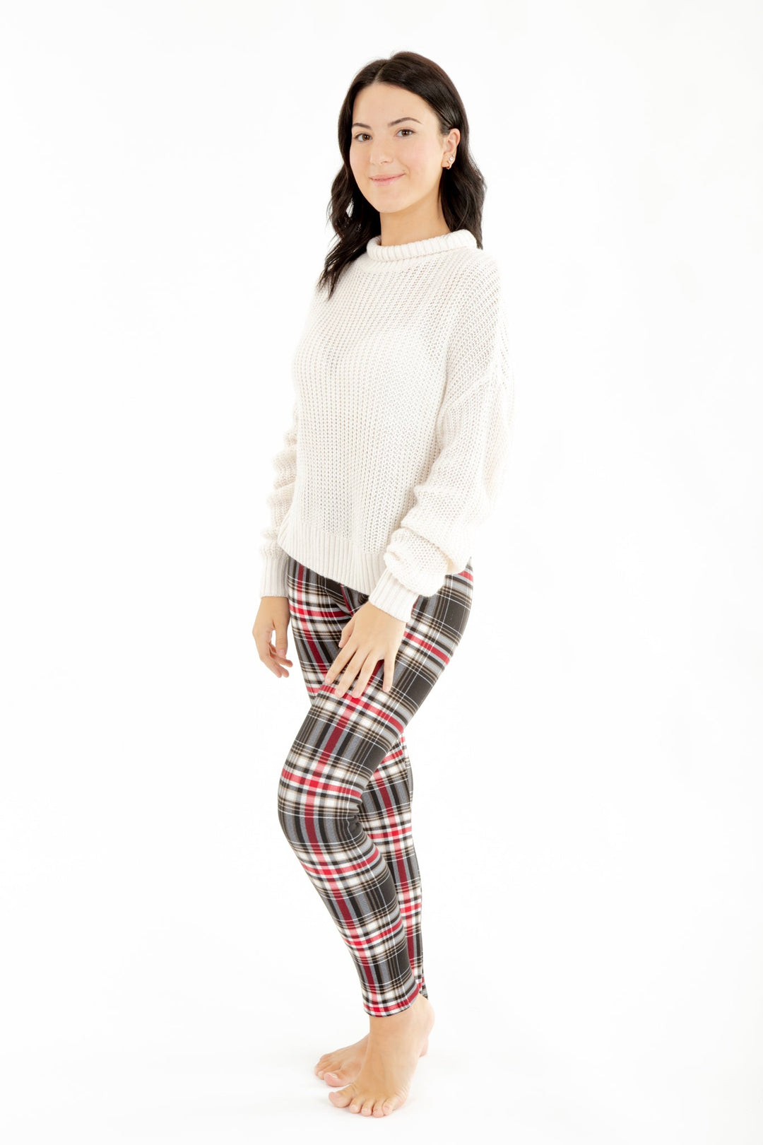 Black Plaid - Cozy Lined Leggings
