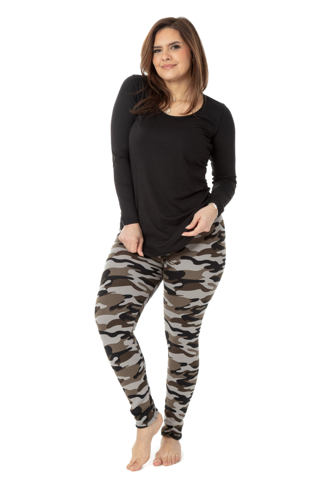 Grey Camouflage - Cozy Lined Leggings