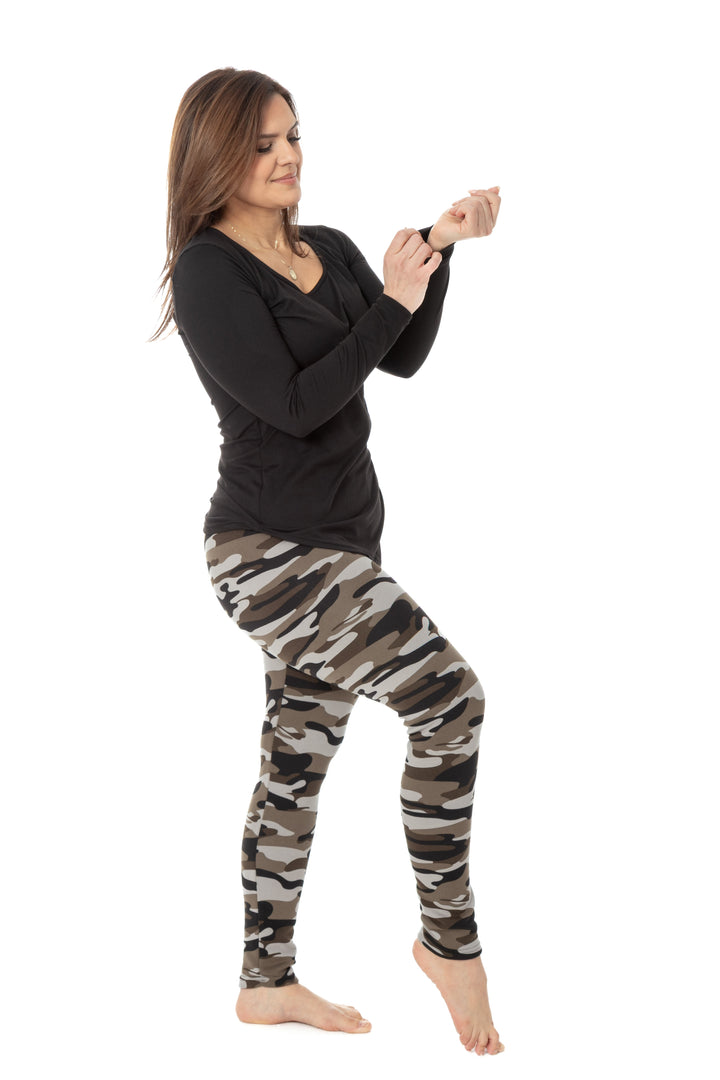 Grey Camouflage - Cozy Lined Leggings