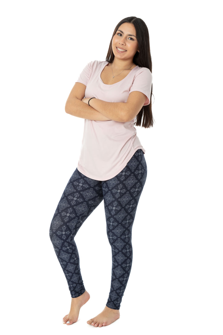 Navy Damask - All Season Leggings